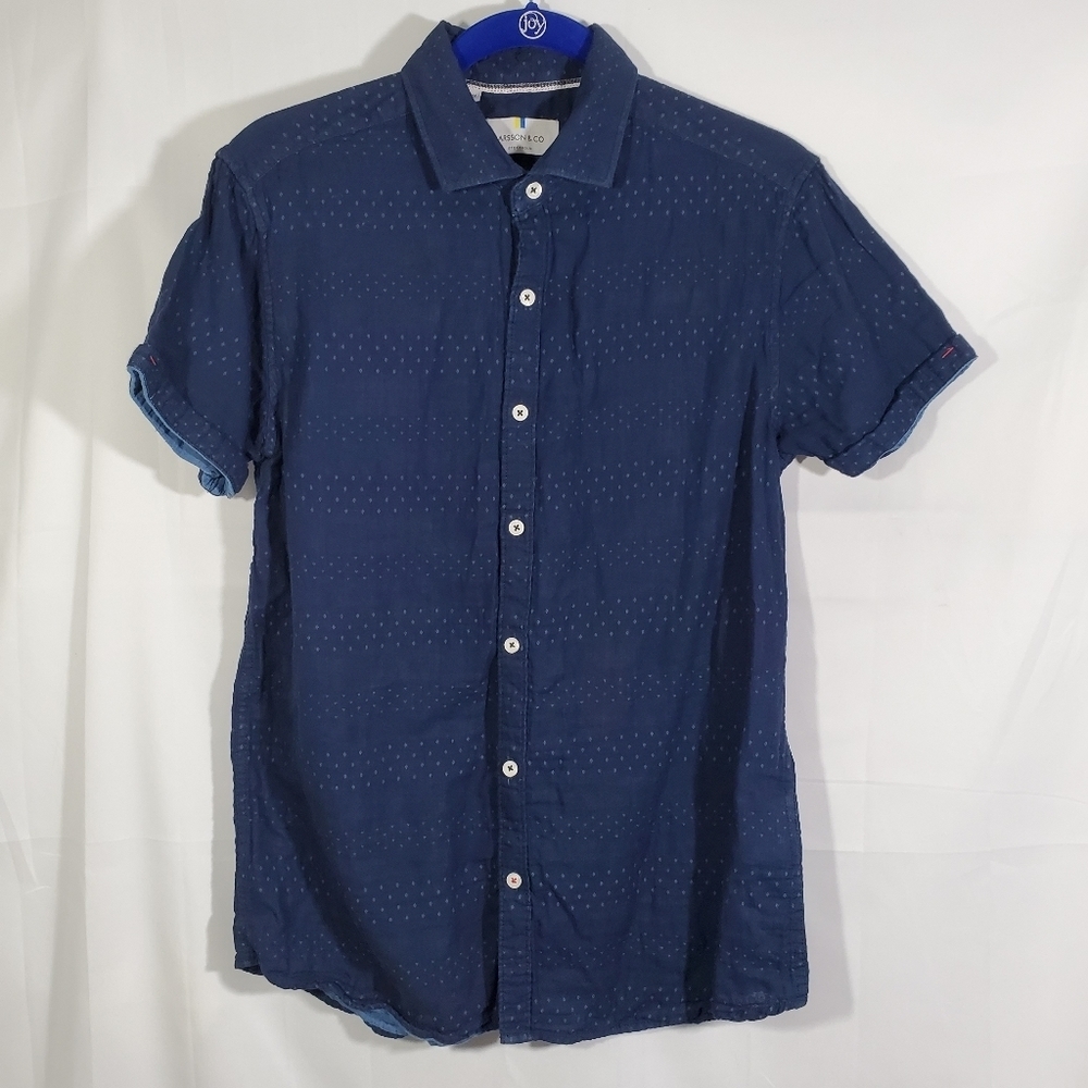 LARSSON & Co Stockholm Men's Shirt Medium Short Sleeve Button Up Blue.